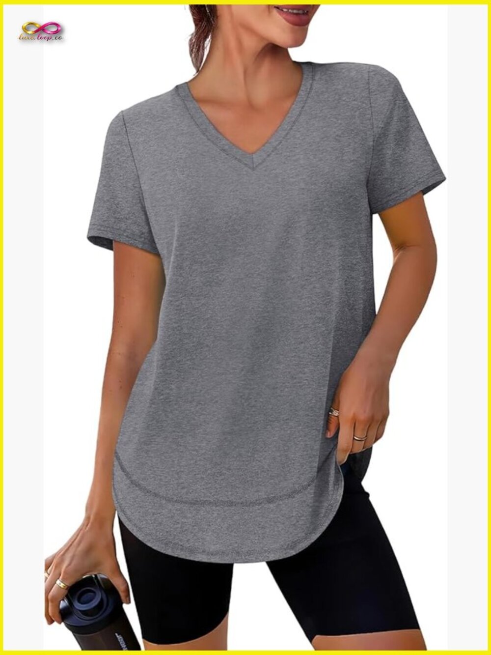 Short Sleeve V-Neck UPF 50+ Quick Dry Active Tee for Hiking Running Yoga